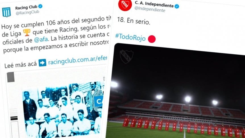 Derby di Avellaneda a suon di post su Twitter, Racing “Noi 18 titoli”, Independiente “Noi 18 ma sul serio…”